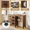 A sewing cabinet and desk combination, showcasing its features with close-up insets and descriptive text. Produktbild-Vorschau