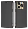 A black leather flip case for a smartphone, shown from the front and back. Anteprima dell’immagine prodotto