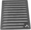 A close-up, top-down view of a metal oven grate with a flame logo cut out of the bottom right corner. Anteprima dell’immagine prodotto