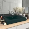 vidaXL Lavabo de luxe avec trou pour robinet Vert foncé mat Voir les images du produit 8