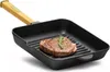 Ø28cm Steakpfanne aus Gusseisen mit Holzgriff Grillpfanne Produktbild-Vorschau 1