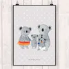 Mr. & Mrs. Panda Bild Koala Familie DIN A5 - Grau Pastell - Produktbild-Vorschau 2