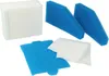 A collection of white and blue filter components arranged on a white background. Produktbild-Vorschau