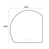 A diagram showing the dimensions of a half-round bathroom mirror. Produktbild-Vorschau