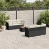 vidaXL 7-tlg. Garten-Sofagarnitur mit Kissen Schwarz Poly Produktbild-Vorschau 2