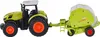 A toy tractor with a baler attached, shown from a side view against a white background. Produktbild-Vorschau