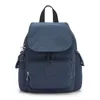 A blue Kipling backpack is shown from the front against a white background.