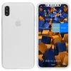 A white iPhone X/XS case is shown from the back and front, with the front displaying a lock screen. Produktbild-Vorschau