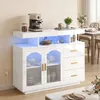HOMCOM: Credenza alta lucida con illuminazione a LED, prese Anteprima dell’immagine prodotto 9