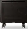 A black electric heater with wheels is shown against a white background. Náhľad obrázku produktu