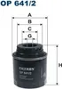 A diagram showing the dimensions of a car oil filter. The filter itself is shown below the diagram. Podgląd zdjęcia produktu