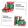 A collage of images showing a wooden toy train, with text descriptions. Náhled obrázku produktu
