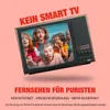 A retro-style television displaying a group of people with shocked expressions, with text overlay promoting a non-smart TV. Produktbild-Vorschau
