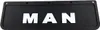 A black mud flap with the white letters 'MAN' on it. Produktbild-Vorschau