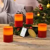 Bougies de cire rouge à DEL avec assiettes dorées - Set de Voir les images du produit 1