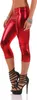 Damen 3/4 Leggings Capri Wet-Look Glanz Matt; Rot Produktbild-Vorschau 2