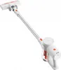 A white cordless vacuum cleaner with orange accents is shown against a white background. Produktbild-Vorschau