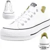 A collage of three images showing a pair of white Converse Chuck Taylor All Star Lift Ox platform sneakers. Voir les images du produit