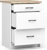 A white cabinet with a wooden countertop and three drawers. Produktbild-Vorschau