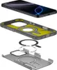 An exploded view of an iPhone case and its components, showing the phone, the case, and the MagSafe ring. Produktbild-Vorschau