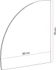 A diagram of a mirror with dimensions indicated. Produktbild-Vorschau