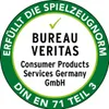A circular green and white badge with text and a checkmark. Produktbild-Vorschau