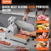 A person is using a meat slicer to slice meat, with various food items shown in inset images. Produktbild-Vorschau