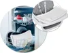 A collage showing a high chair tray being washed in a dishwasher and a close-up of the high chair tray. Náhled obrázku produktu