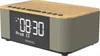 A digital clock radio with a wood-grain finish and a black display. Produktbild-Vorschau