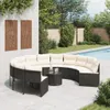 Gartensofa mit Tisch und Kissen Rund Schwarz Poly-Rattan Produktbild-Vorschau 2