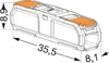 A technical drawing with dimensions of a WAGO 2-conductor connector. Anteprima dell’immagine prodotto
