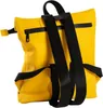 Back view of a yellow backpack with black straps. Produktbild-Vorschau