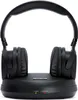 A pair of black wireless headphones and their charging dock are shown against a white background. Podgląd zdjęcia produktu