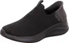 A black Skechers slip-on sneaker is shown from a side angle on a white background. Náhľad obrázku produktu