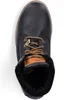 A top-down view of a black leather boot with brown laces. Anteprima dell’immagine prodotto