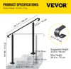 Diagram showing dimensions and specifications of a black handrail for stairs. Podgląd zdjęcia produktu