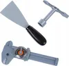 A set of toy tools, including a caliper, a putty knife, and a T-handle wrench, arranged on a white background. Produktbild-Vorschau