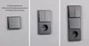A collage of three images showing different configurations of a wall socket and light switches. Produktbild-Vorschau