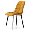 A single mustard yellow upholstered dining chair with black legs, shown from a side-angle against a white background. Náhled obrázku produktu
