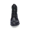 A front view of a black leather boot with laces and a zipper. Voir les images du produit