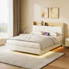 Gepolstertes Bett 160x200 cm aus weißem Polyurethanund Produktbild-Vorschau 8