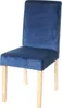 A single blue velvet dining chair with light wooden legs against a white background. Produktbild-Vorschau