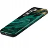 A close-up, angled view of a smartphone case with an emerald green and gold marbled design. Produktbild-Vorschau