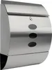 A stainless steel mailbox with three oval windows and a lock is shown against a white background. Produktbild-Vorschau
