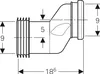 Technical drawing of a plumbing connector with dimensions. Anteprima dell’immagine prodotto