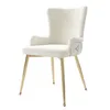 A single beige upholstered chair with gold legs on a white background. Anteprima dell’immagine prodotto