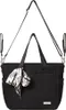 A black diaper bag with a patterned scarf attached to the front. Produktbild-Vorschau