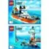 Two images of LEGO sets, one showing a ship and the other a lighthouse, on a blue background. Produktbild-Vorschau