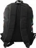 The back view of a black backpack with a Minecraft-themed pattern. Produktbild-Vorschau