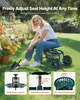 A woman is sitting on a rolling garden seat in a garden with flowers. Produktbild-Vorschau